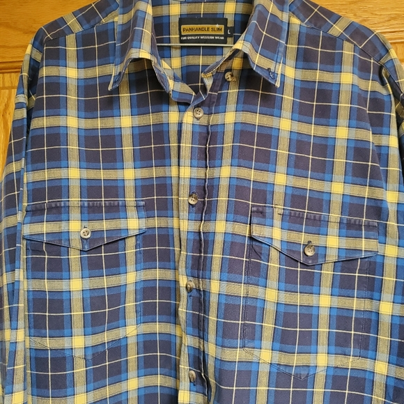 Men's Western Shirt Vintage Panhandle Slim Men's Large Shirt Wrangler Rustler - Picture 4 of 11